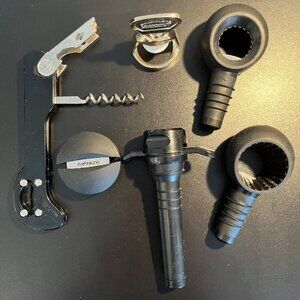 Lot of 6 Bar Tools: 2 OXO Bottle Stoppers, Franmara Wine Bottle Opener, etc.